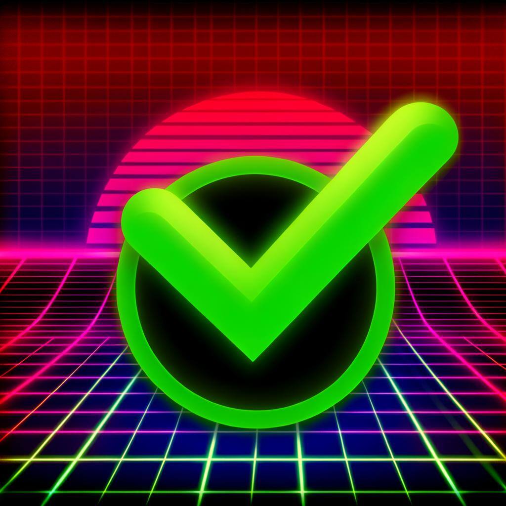 A large green tick