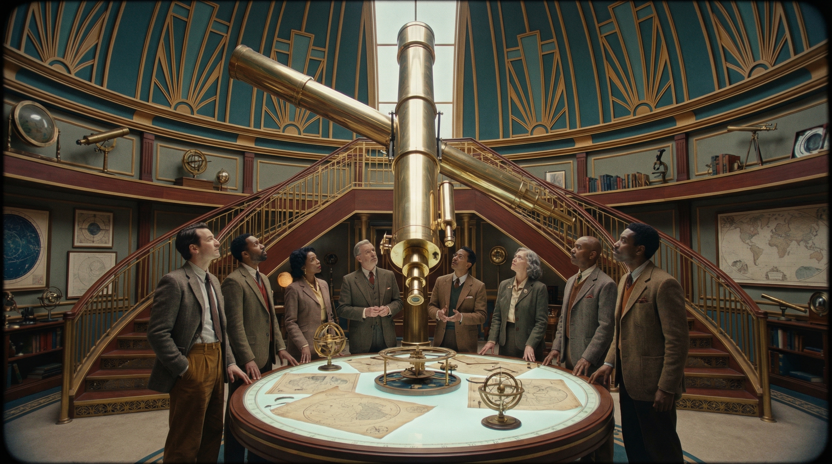 AI Emergence illustrated in Wes Anderson style